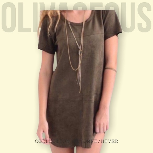 Olivaceous Dresses & Skirts - Grey suede shirt dress​​​​​​